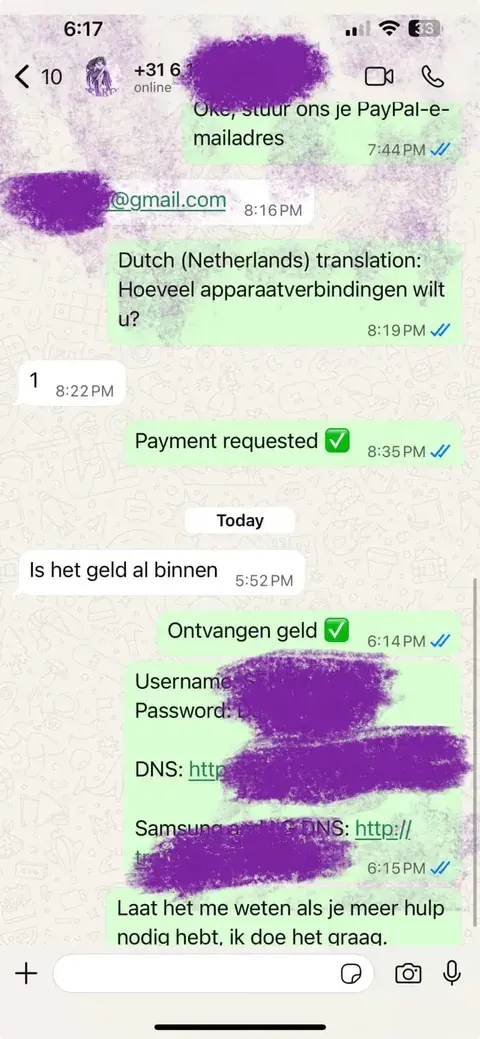 WhatsApp chat with a satisfied IPTVIVA customer (2/7)