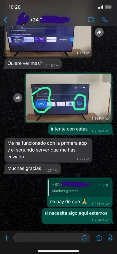 WhatsApp chat with a satisfied IPTVIVA customer (6/7)